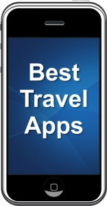 Smart Phone with screen showing "Best Travel Apps"